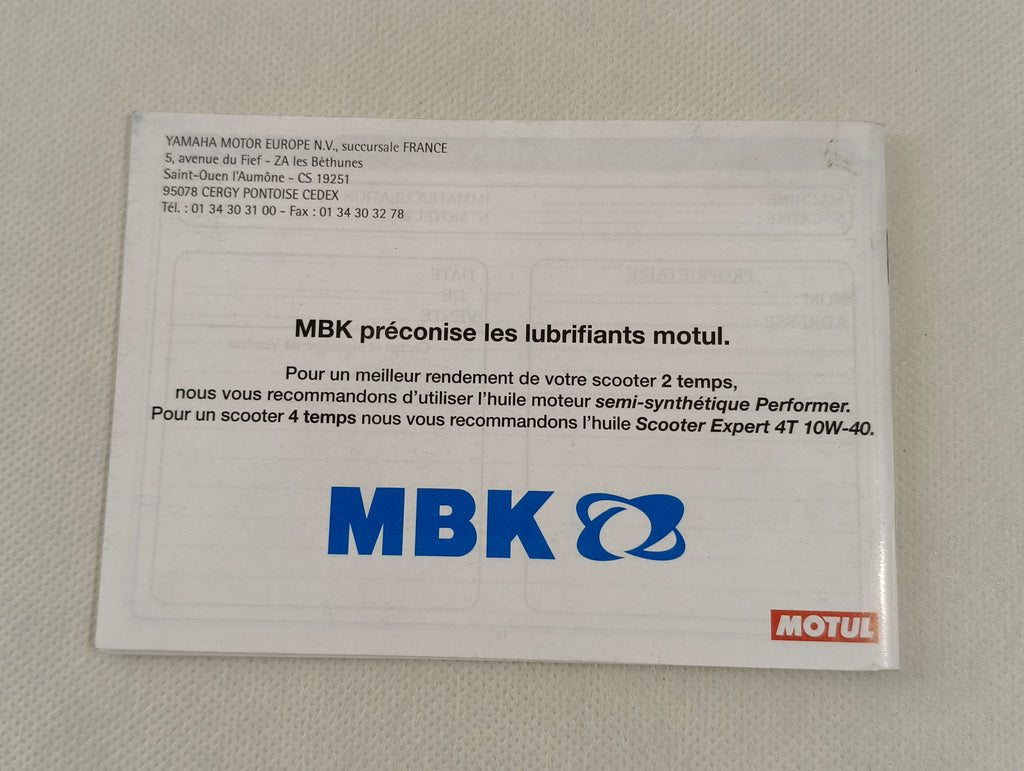 Carnet d'entretien et de garantie